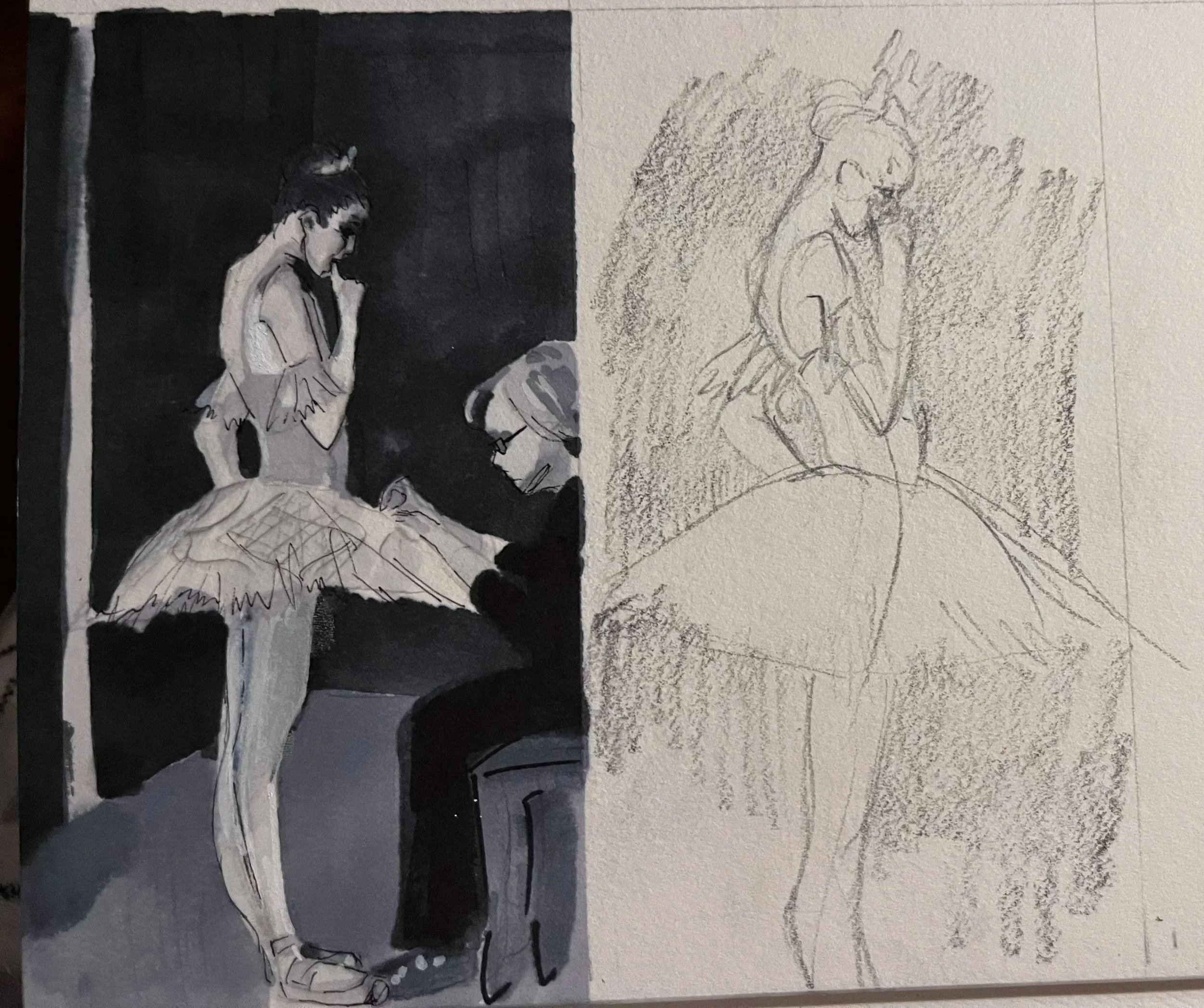 The Nervous Ballerina / Alcohol Marker and Pencil 