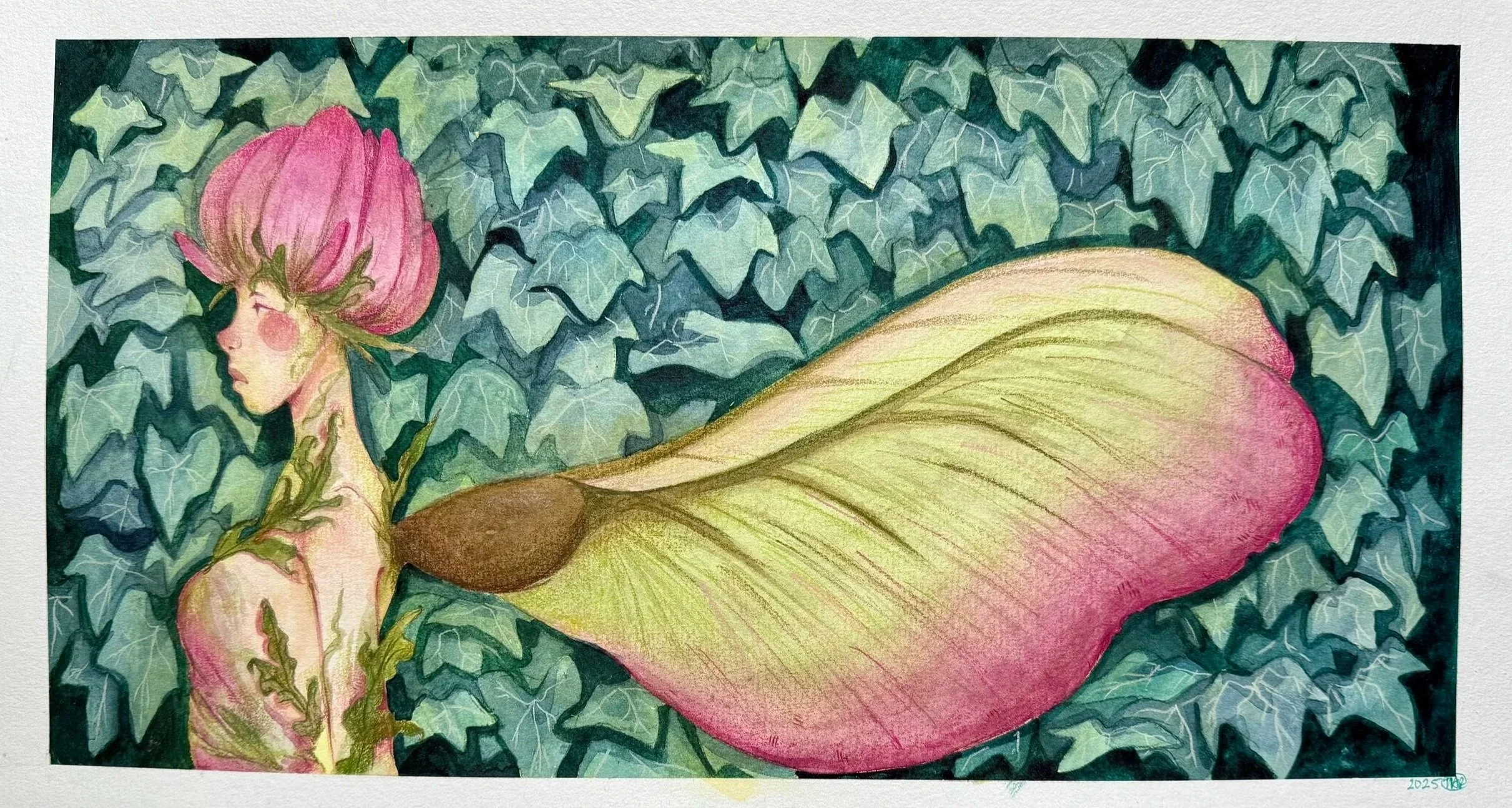 Fae of Fading Fancy / Watercolor and Colored Pencil