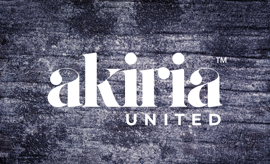 Logo of Akira United on a textured dark background.