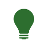 Green lightbulb icon with a circle around it.