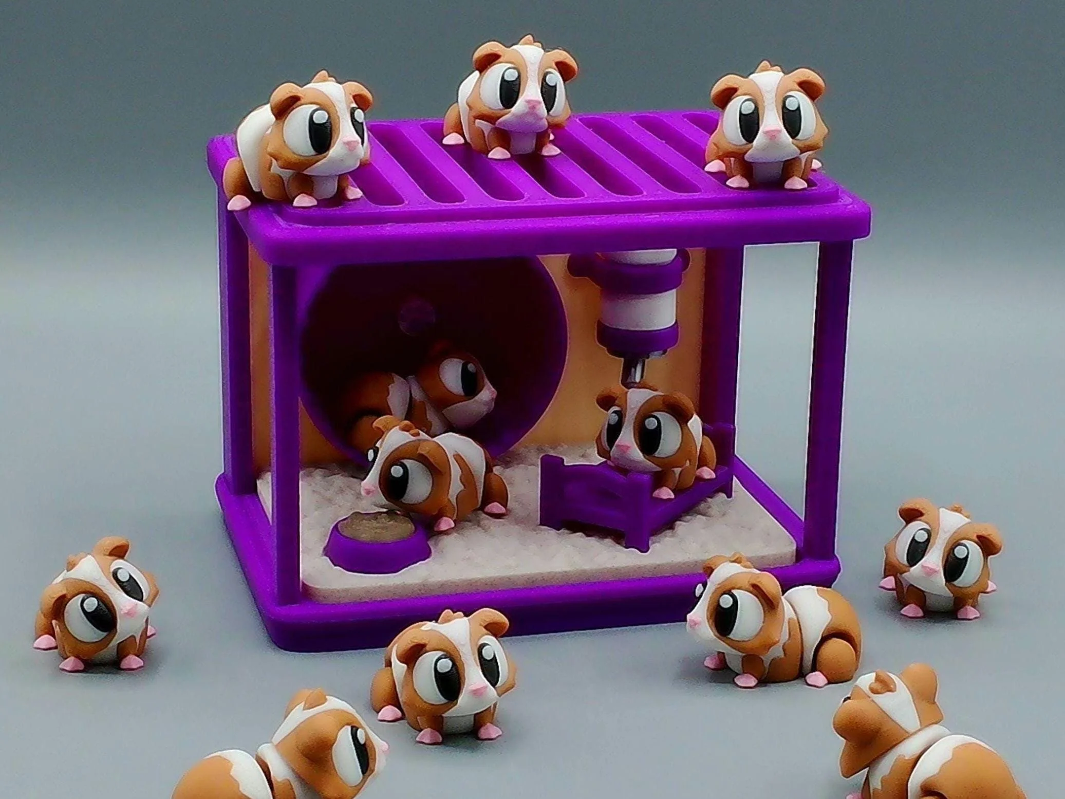 Flexi Hamster Playset | 3D Printed Articulated Hamster Fidget Sensory Toy | Desk Toy Gifts