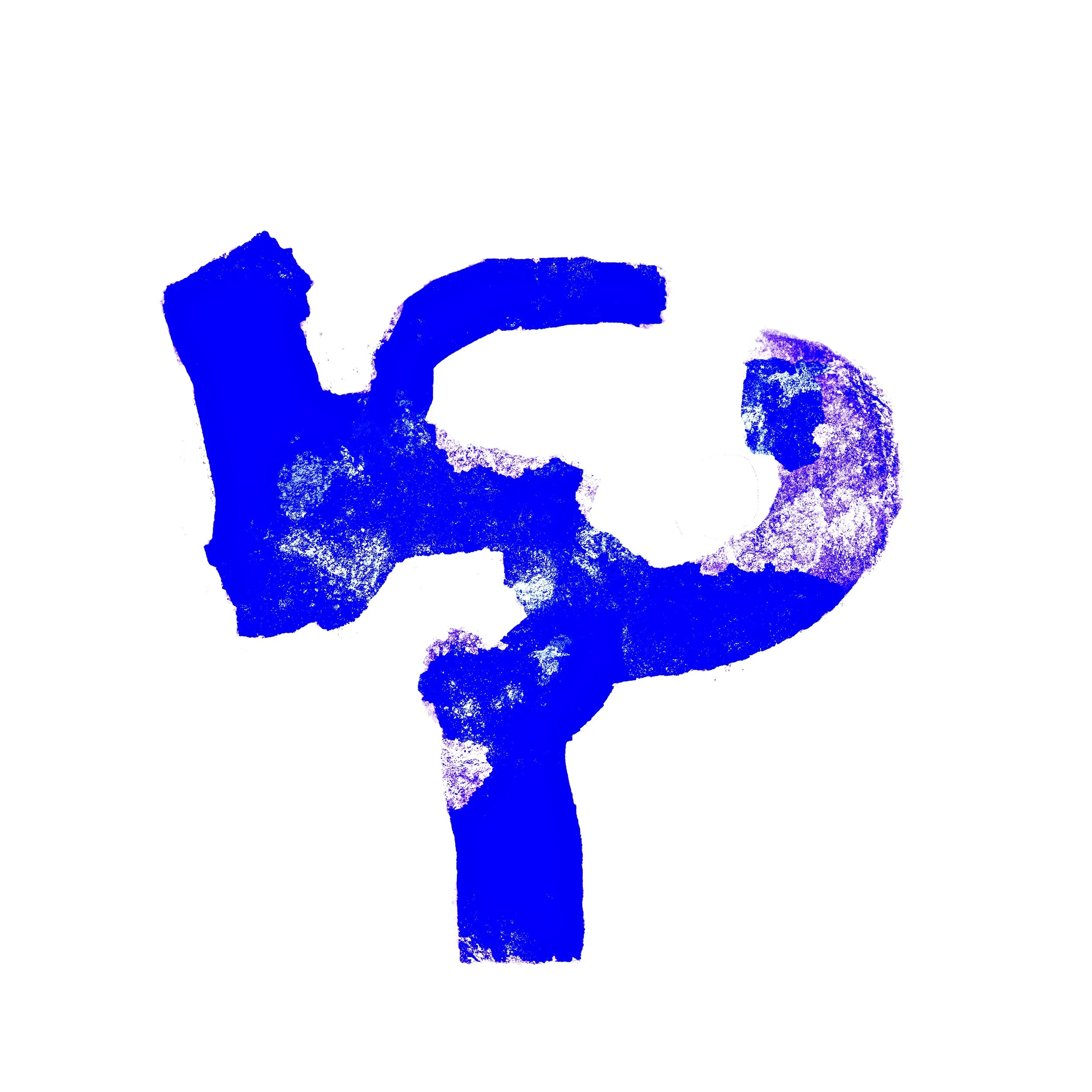 ilustración abstracta en tonos azules y morados con forma de estructura orgánica o artística