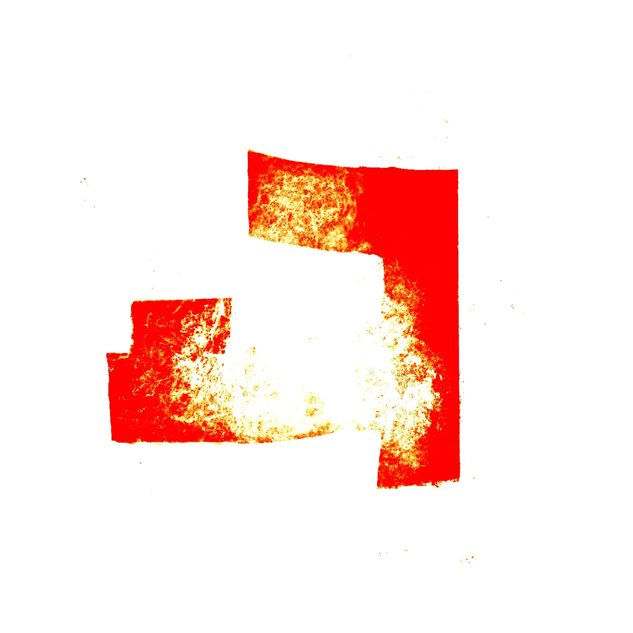 Número 5 en color rojo con textura desgastada sobre fondo blanco