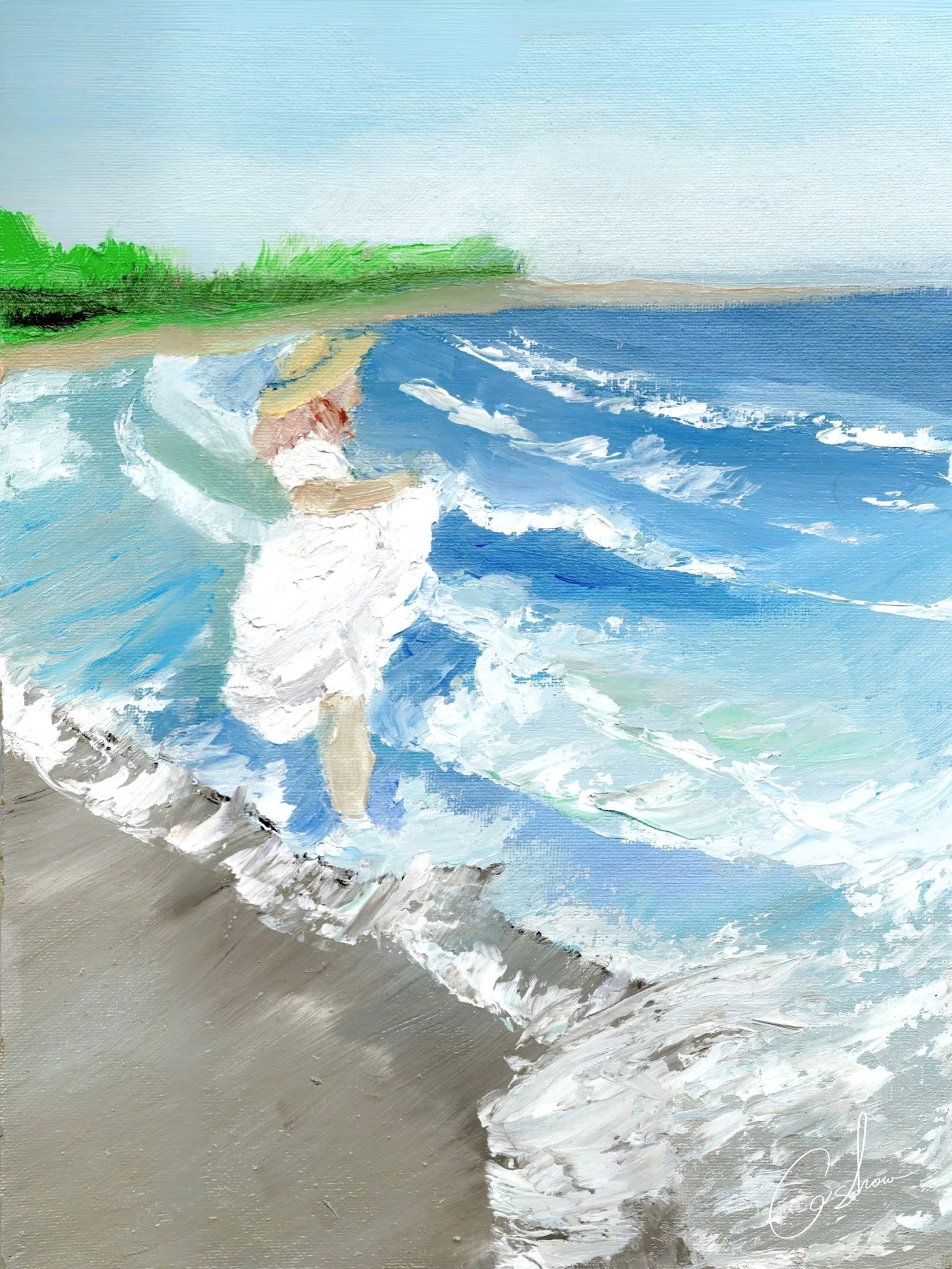 (One-of-One) Just a girl, Unaccompanied_ 9x12 (oil)