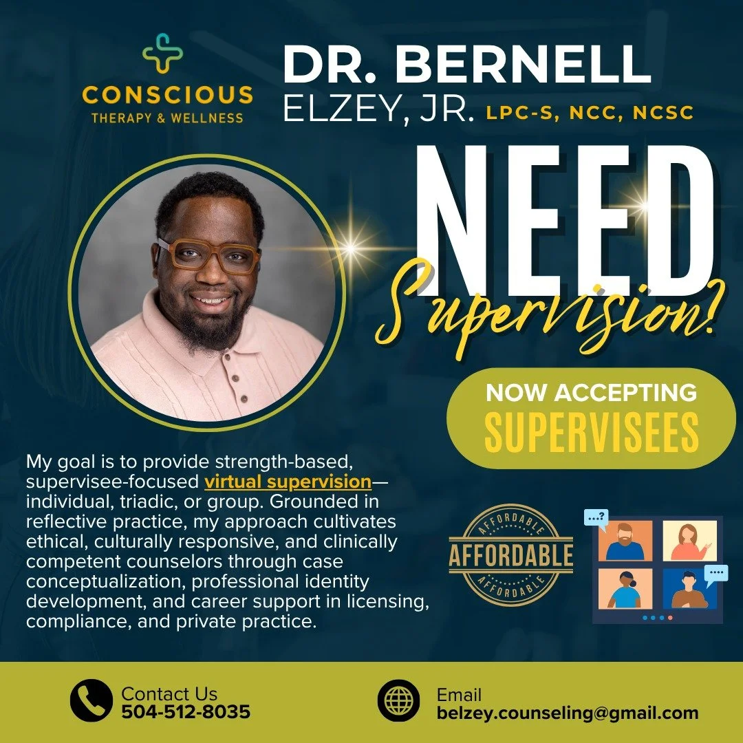 ✨ Big News! ✨
I&rsquo;m officially approved as a Licensed Professional Counselor Supervisor (LPC-S) in Louisiana! 🎉

I&rsquo;m now accepting new supervisees for virtual individual, triadic, or group supervision. My goal is to help you grow into a co