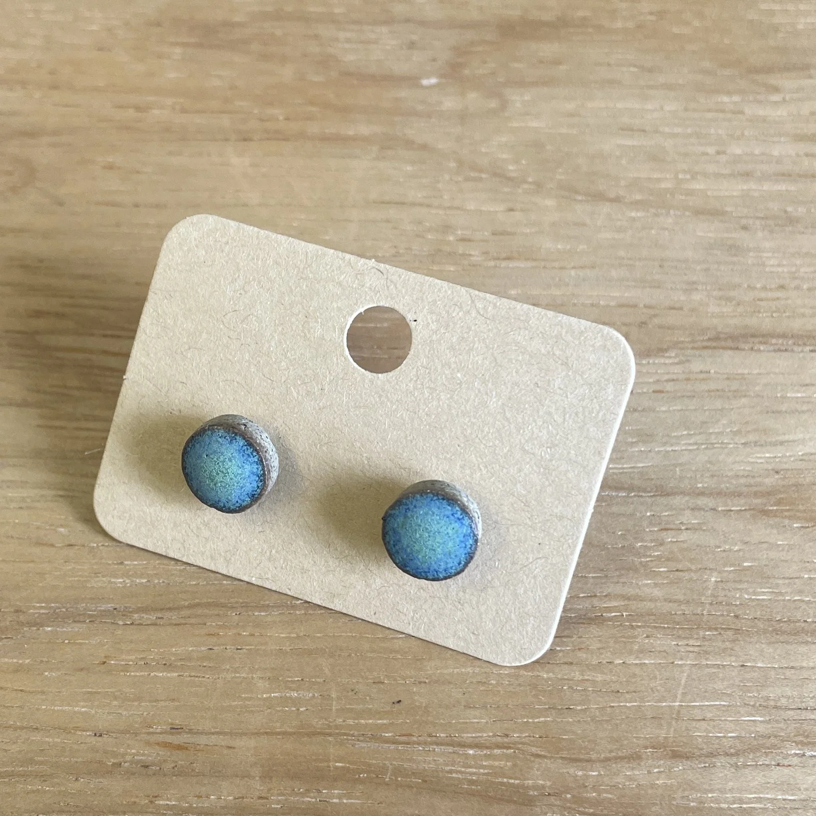 Ohrstecker rund · blau-türkis, kräftig