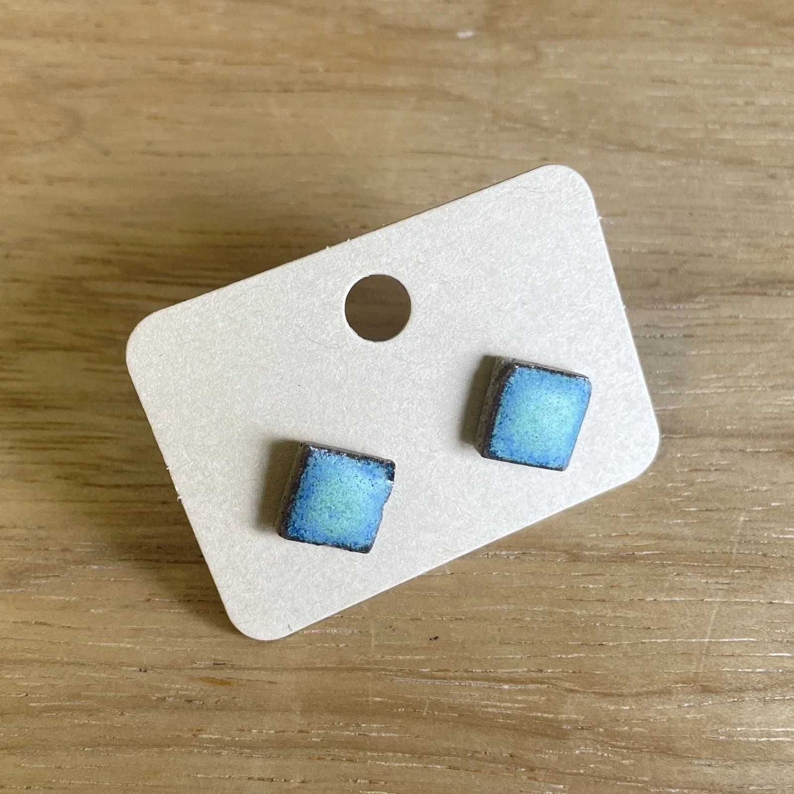 Ohrstecker eckig · blau-türkis