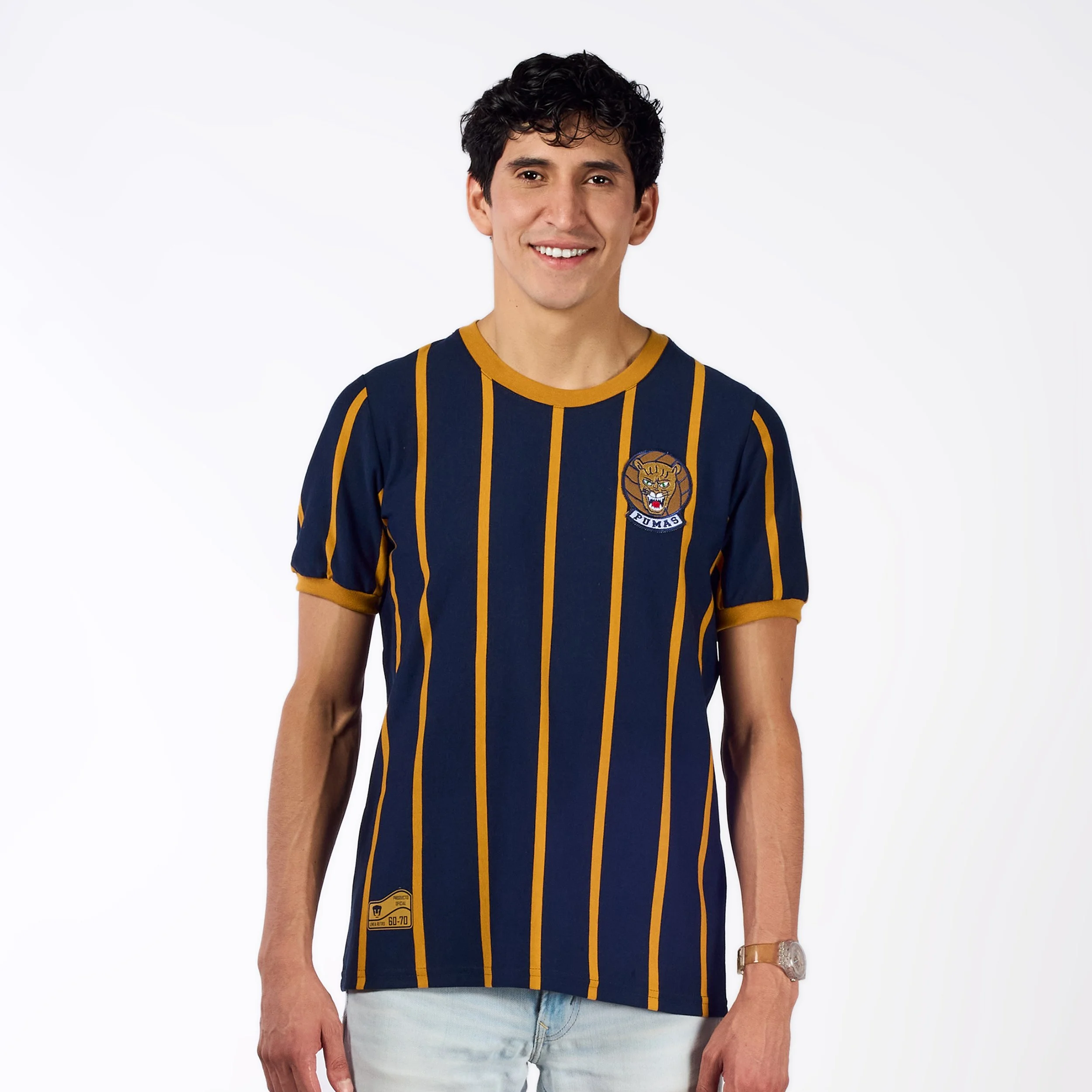 Jersey Retro Modelo 62-65 Azul  Cuello Redondo