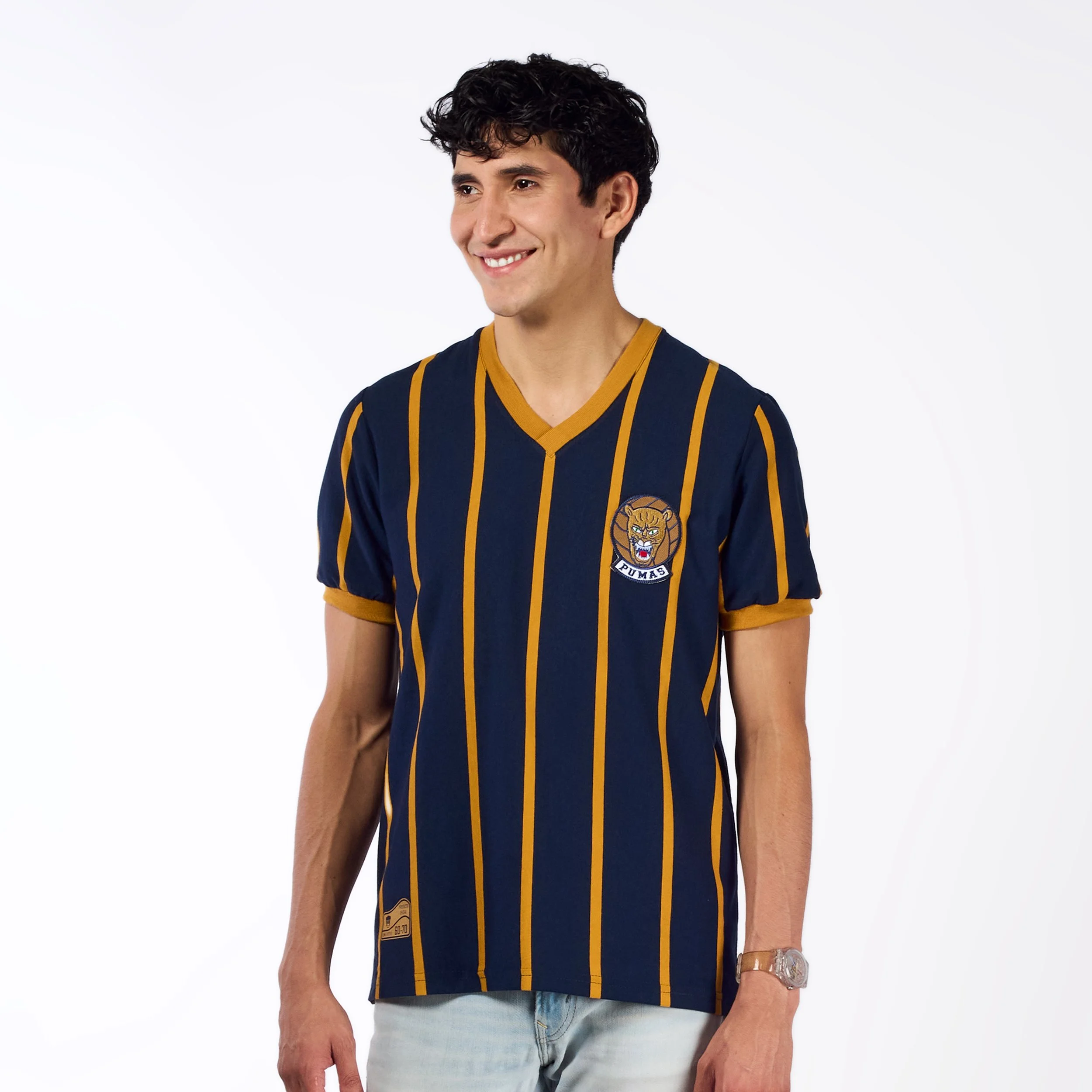 Jersey Retro Modelo 62-65 Azul Cuello V