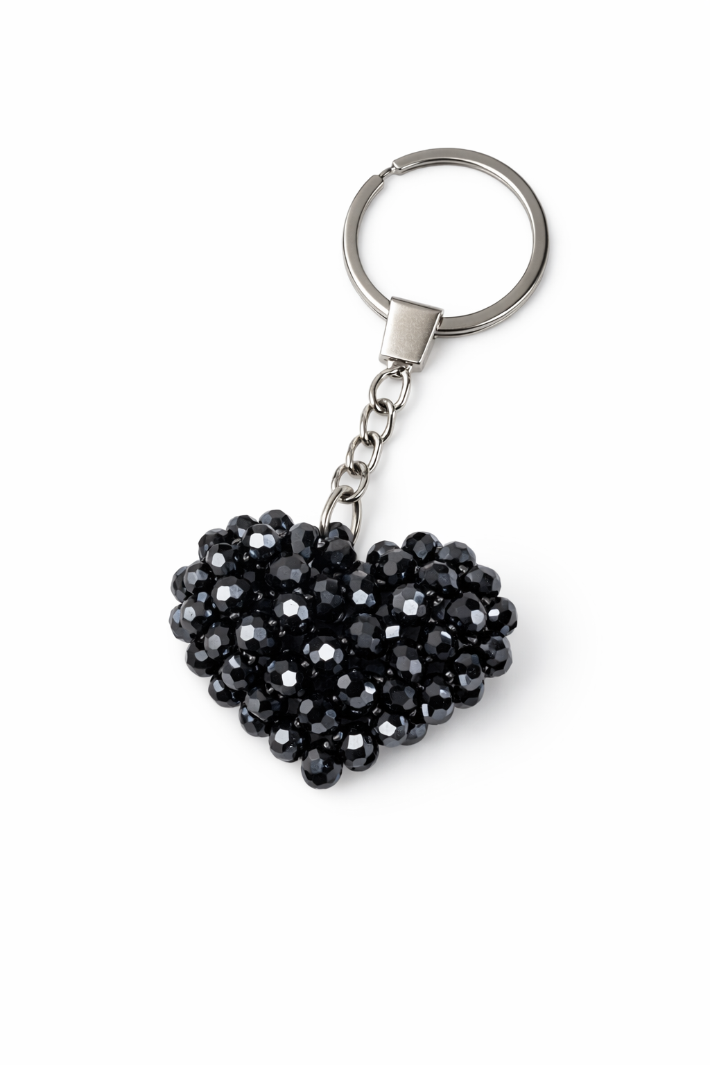 Sparkling heart-shaped keychain with silver accents.png