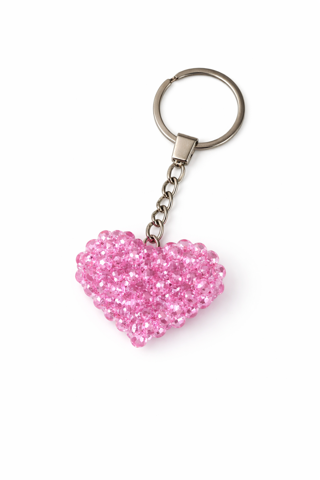 Sparkling pink heart keychain close-up.png
