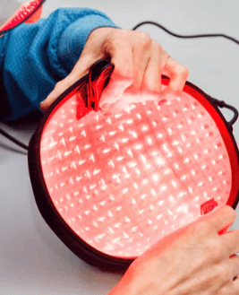 Interior view of a Low Light Laser Cap by Laser Max showing LED light technology used to support scalp health as part of a professional hair restoration program at Root Revival Hair Restoration in Cumming Georgia