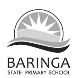 Baringa State Primary School logo featuring a stylized sunrise over hills and a curving line representing a landscape.