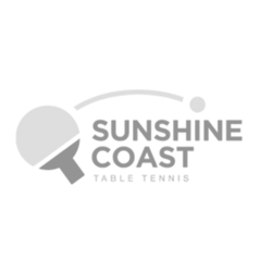 Logo for Sunshine Coast Table Tennis with a sun and paddle design