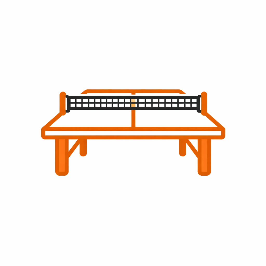 Digital illustration of a table tennis or ping pong table with a net.
