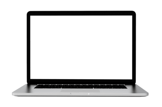 Close-up of a black laptop with an open screen against a dark background.