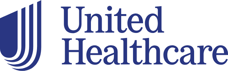 United Healthcare logo with stylized blue 'U' and 'J' shapes next to the company name in blue text.