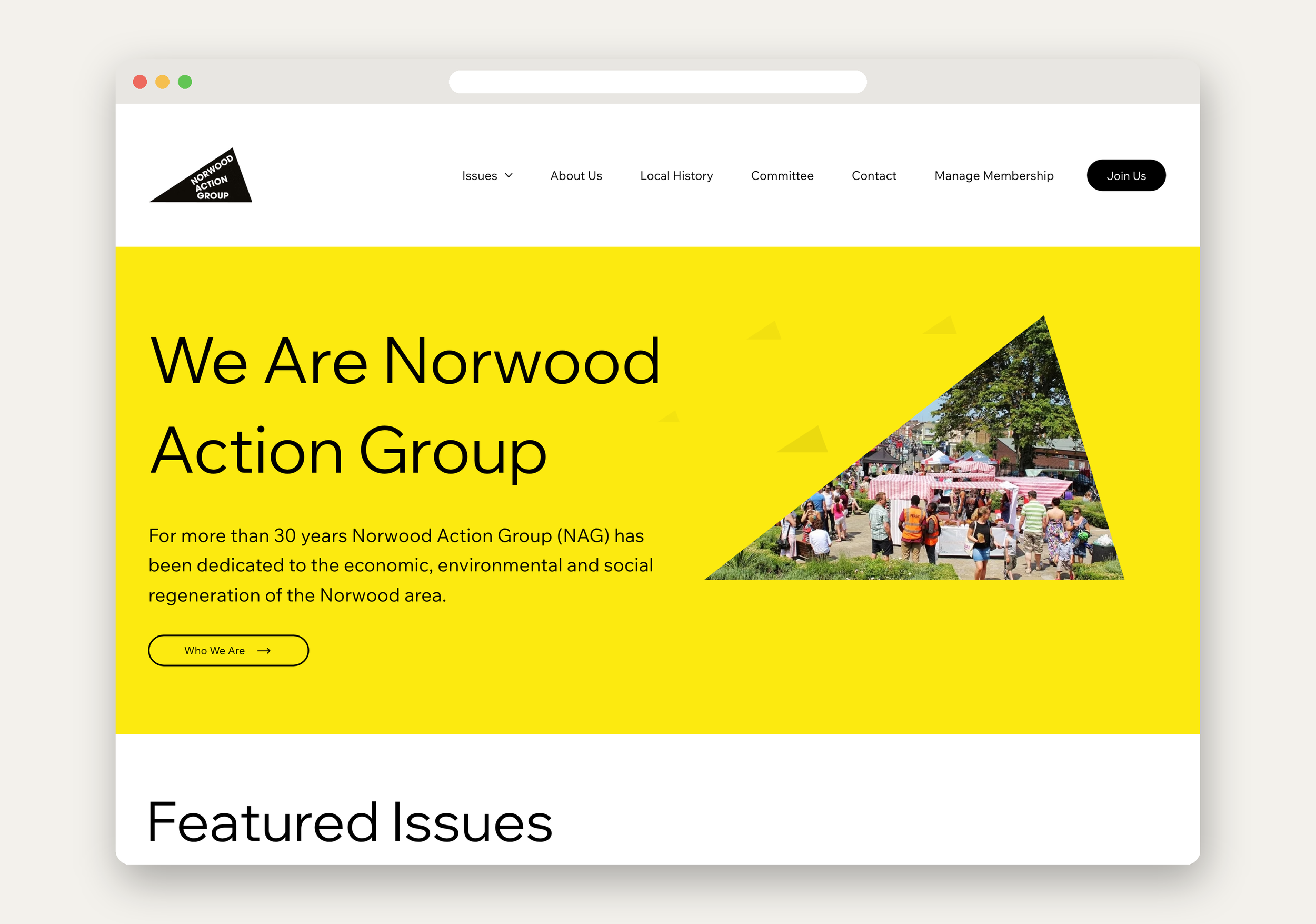 Norwood Action Group website homepage