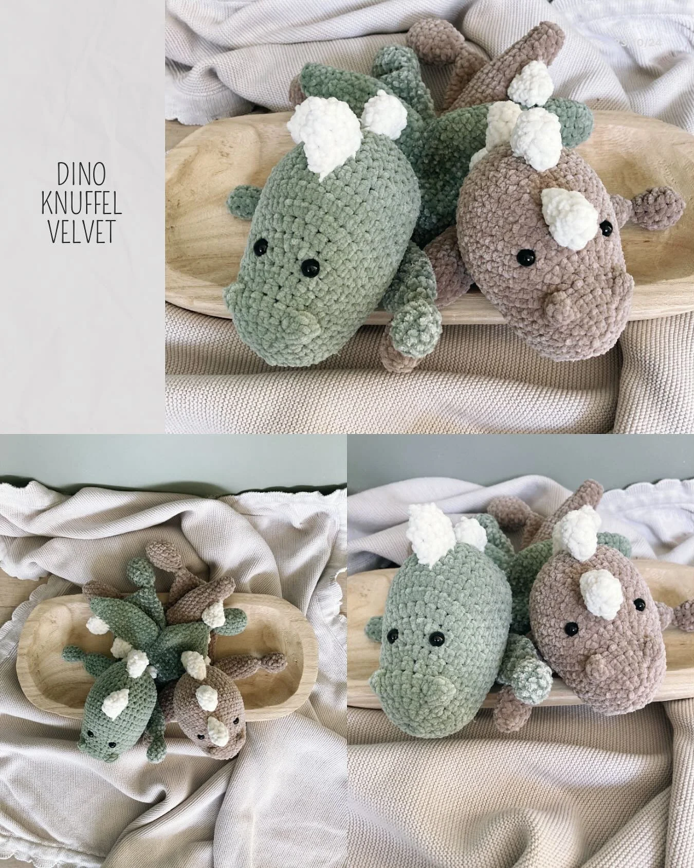 DINO KNUFFEL VELVET
Super zachte knuffel in taupe en oudgroen.
#knuffel #dino #baby #kraamcadeau #handmade#hakenvoorbabys #mama #zwanger