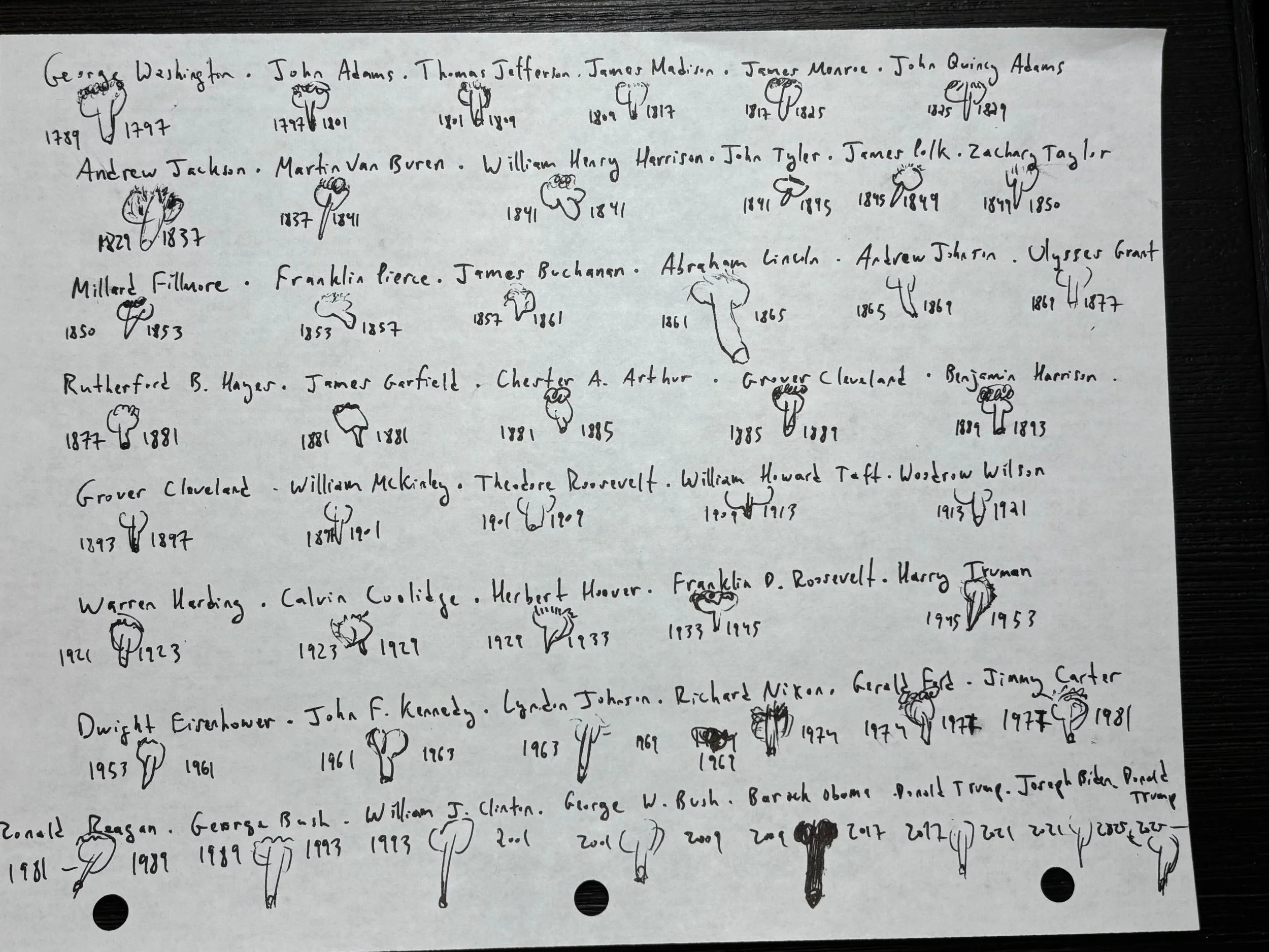 U.S. President Cocks 2025 (Version 3) -- Original Drawing