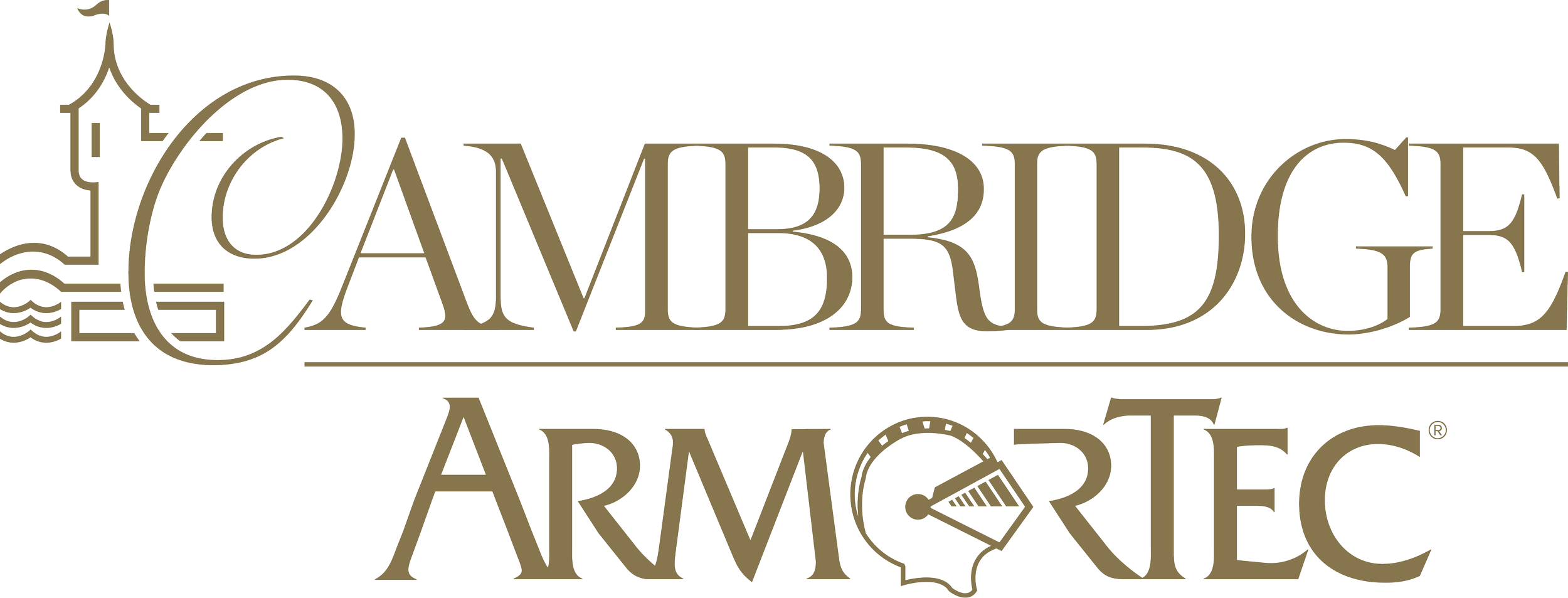 Logo for Cambridge ArmorTec featuring a stylized compass and castle design.