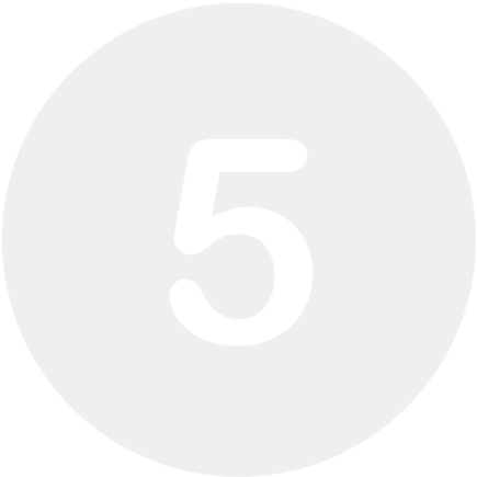 A gray circle with the number five in white center.