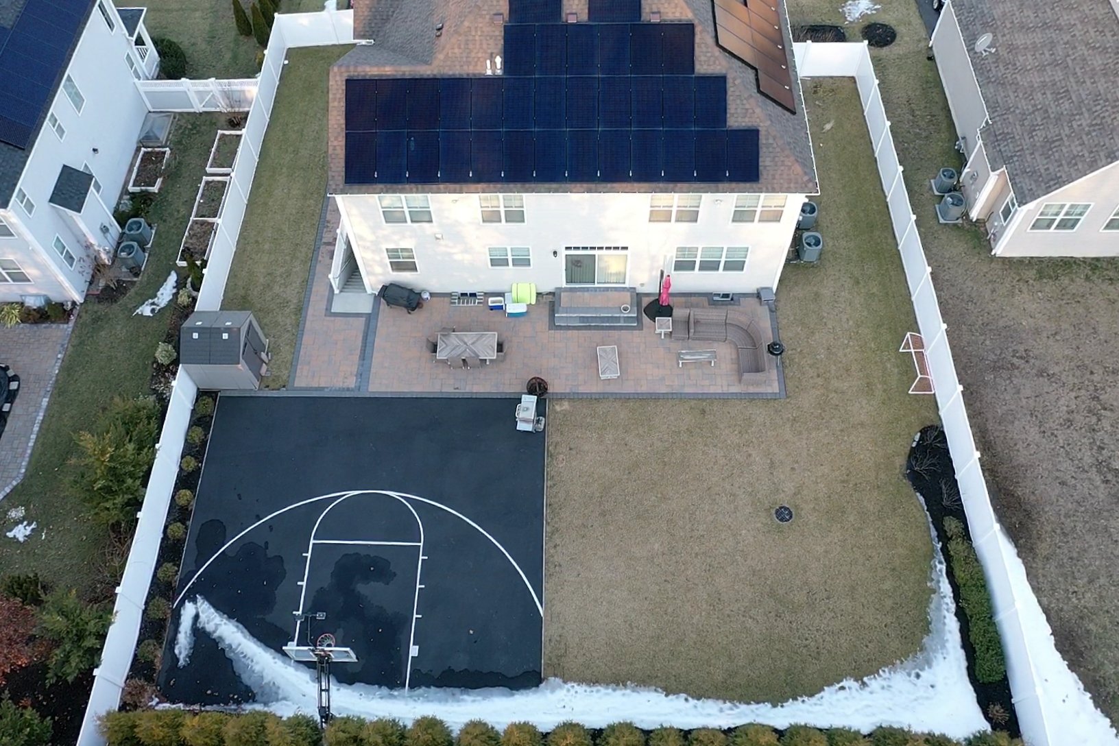Before view of backyard prior to inground pool and paver patio installation in Ridge, NY