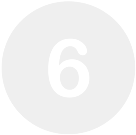 Gray ball with the number 6 on it, resembling a bingo or lottery ball.
