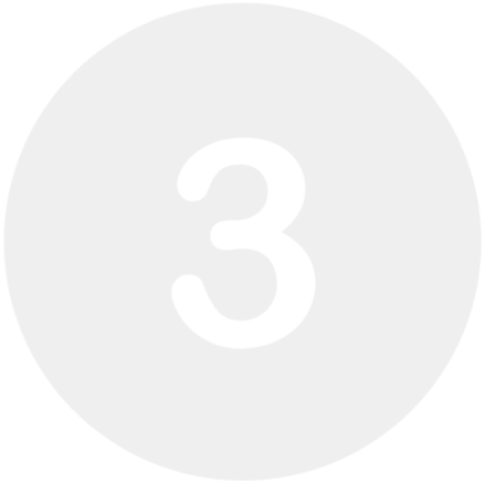 Number three game buzzer with a circular gray background and a white number three in the center.