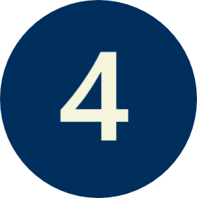 A dark blue circular icon with a large white number four in the center.