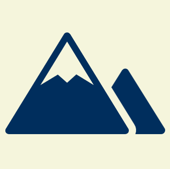 Stylized mountain icon with a large triangle and a smaller mountain to the right.
