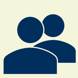 Silhouette of two people, one in front and one slightly behind, in dark blue against a light background.