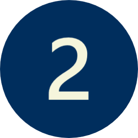 A dark blue circular icon with a white number two in the center.