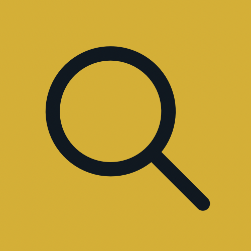 Magnifying glass icon on a yellow background.