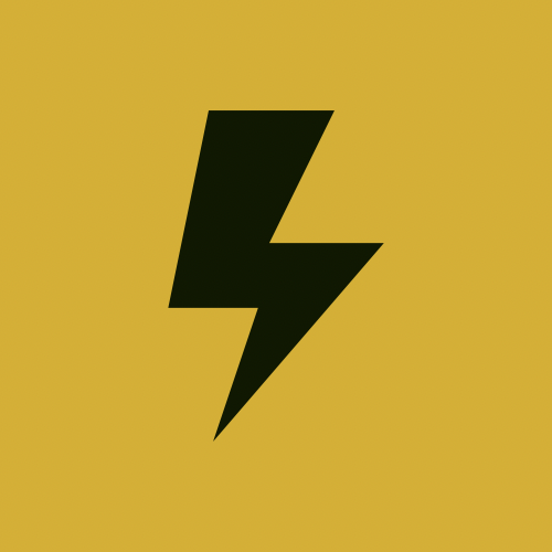 Black lightning bolt symbol on a yellow background.
