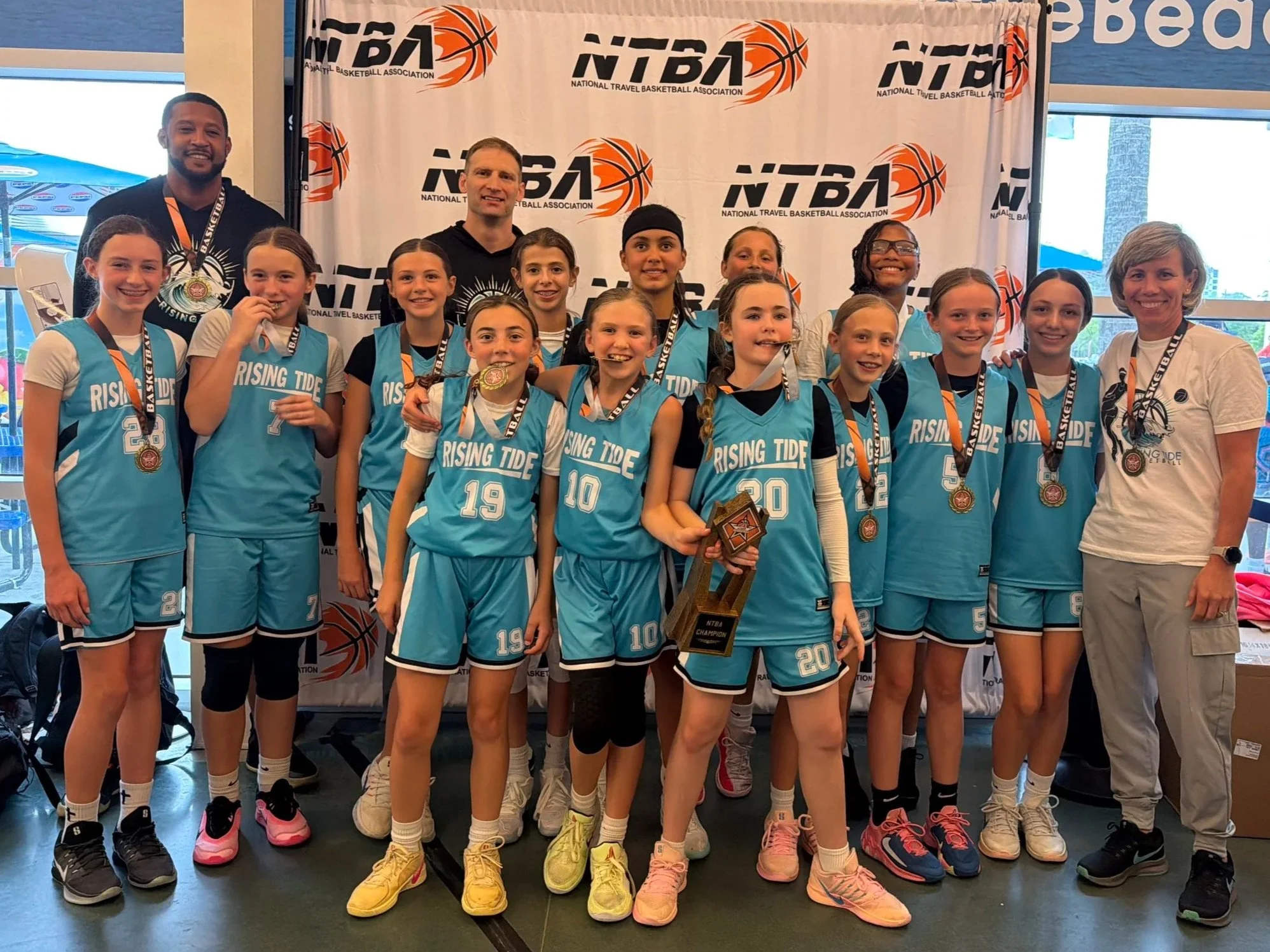 Rising Tide girls travel basketball team tournament play  in Myrtle Beach, SC