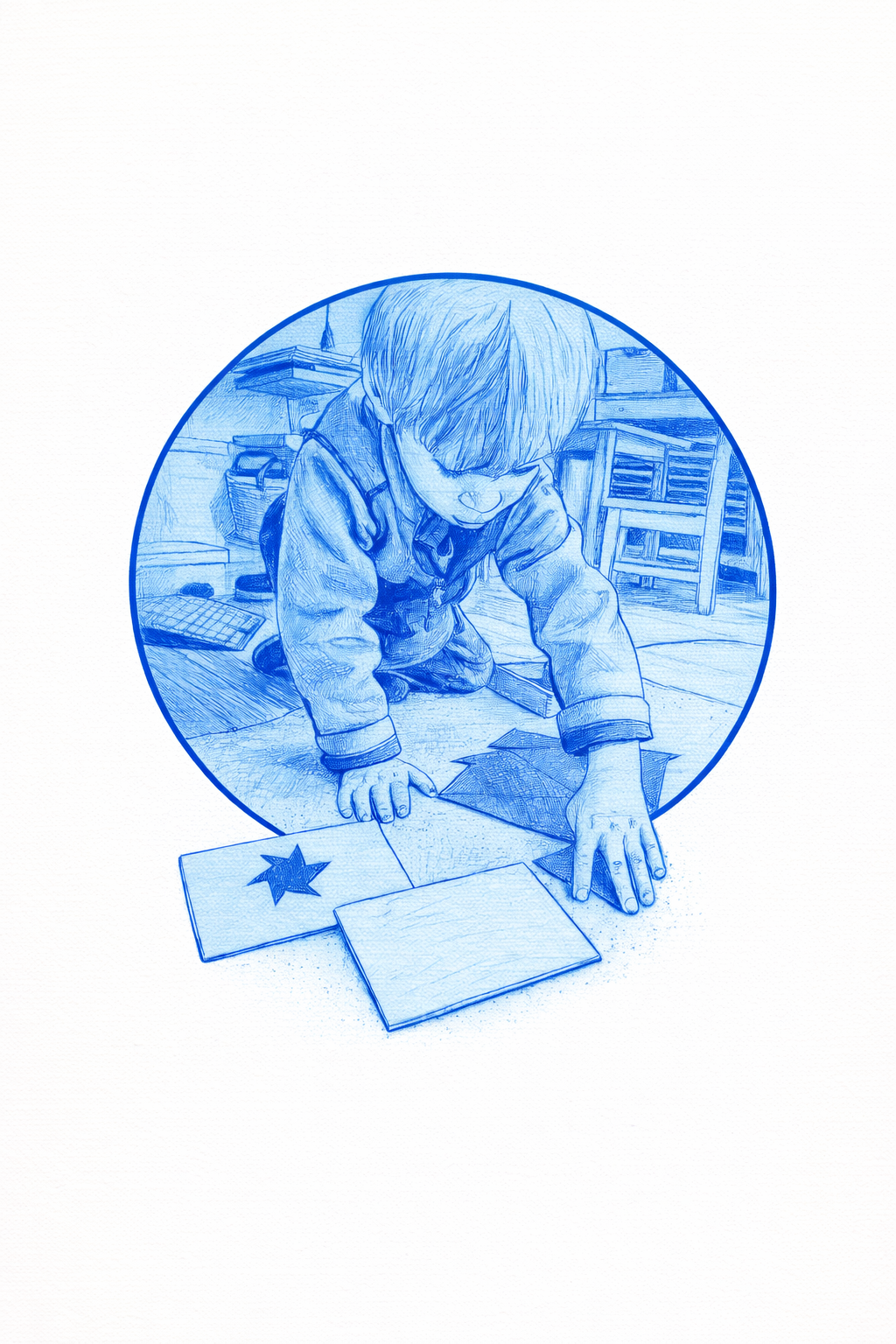 Young boy focused on card arrangement.png