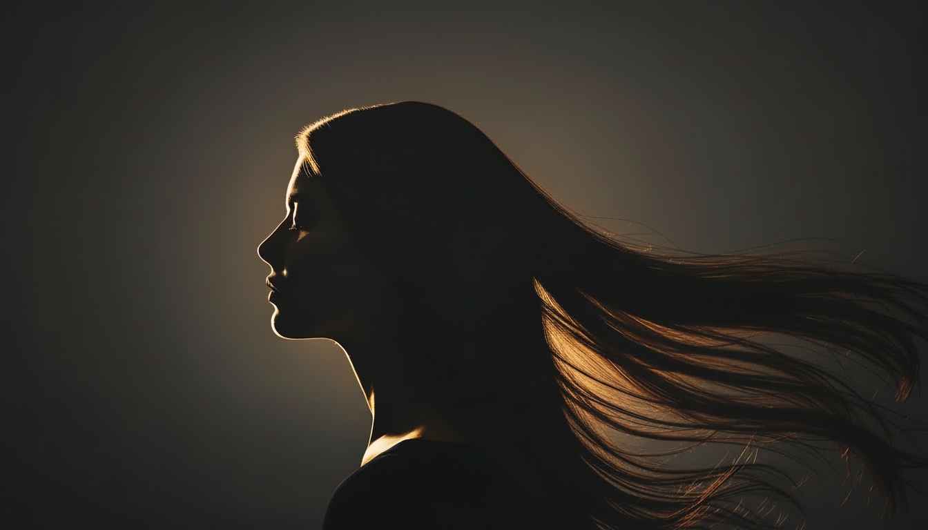 Backlit silhouette of woman