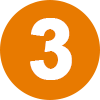 Orange circle with a white number three inside.