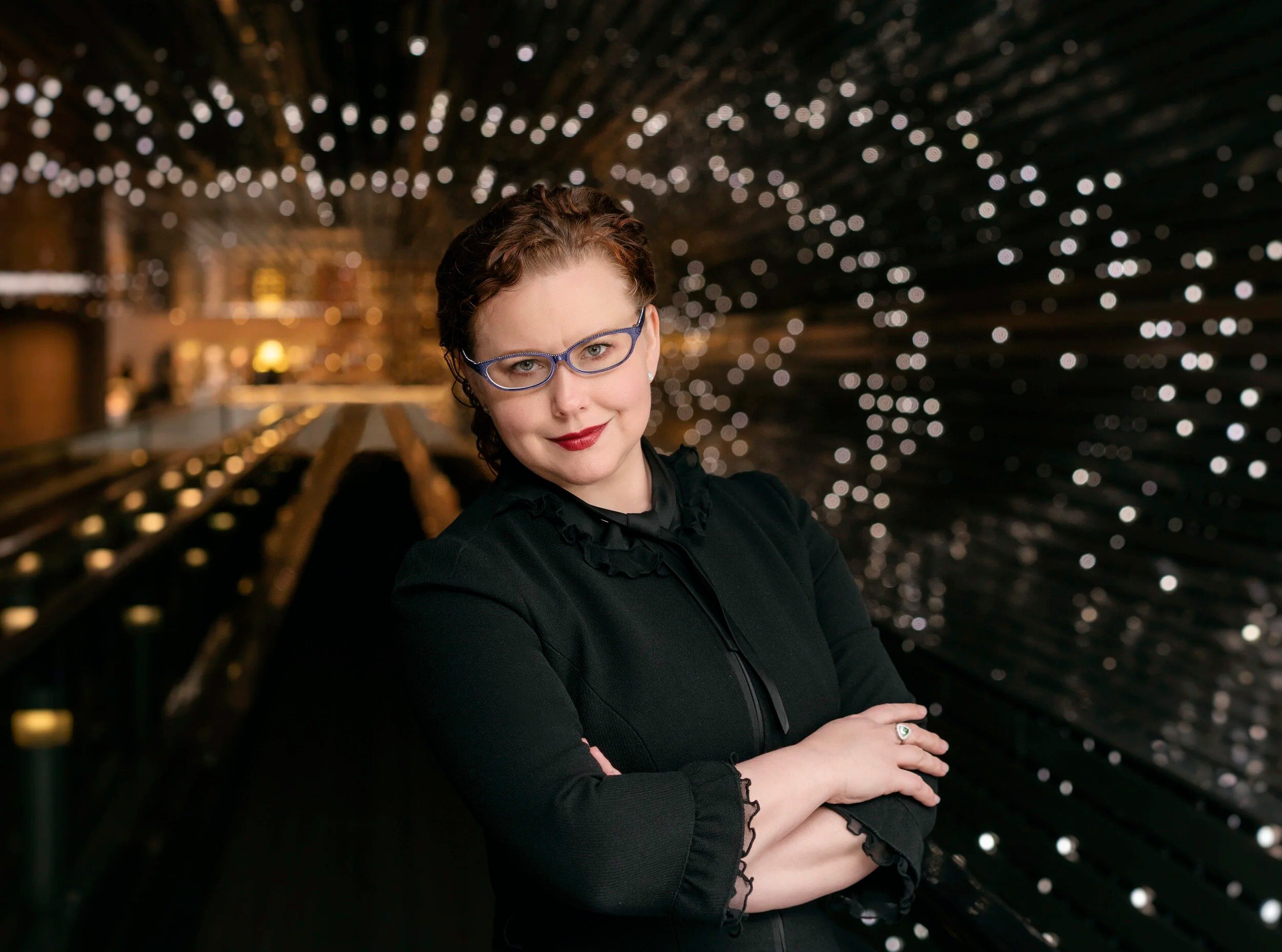 Portrait Photoshoot of a woman at night black dress