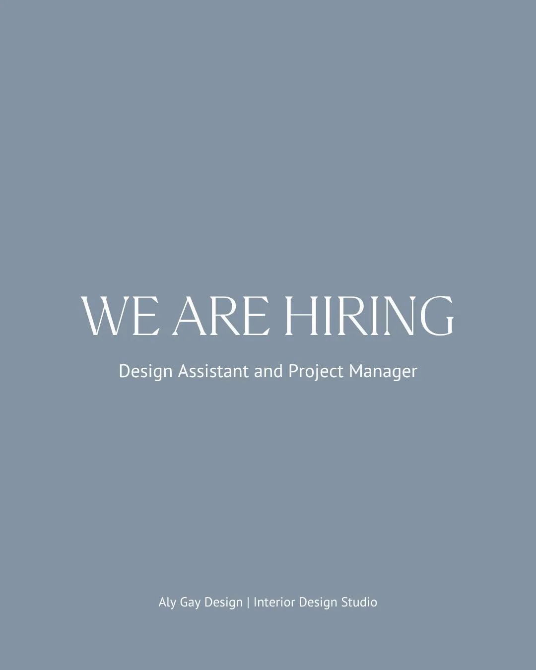 We're looking to add two talented individuals to our team:

Design Assistant
Project Manager

If you have a passion for beautiful interiors, thoughtful details, and collaborative design, we'd love to hear from you. To apply or learn more, please mess
