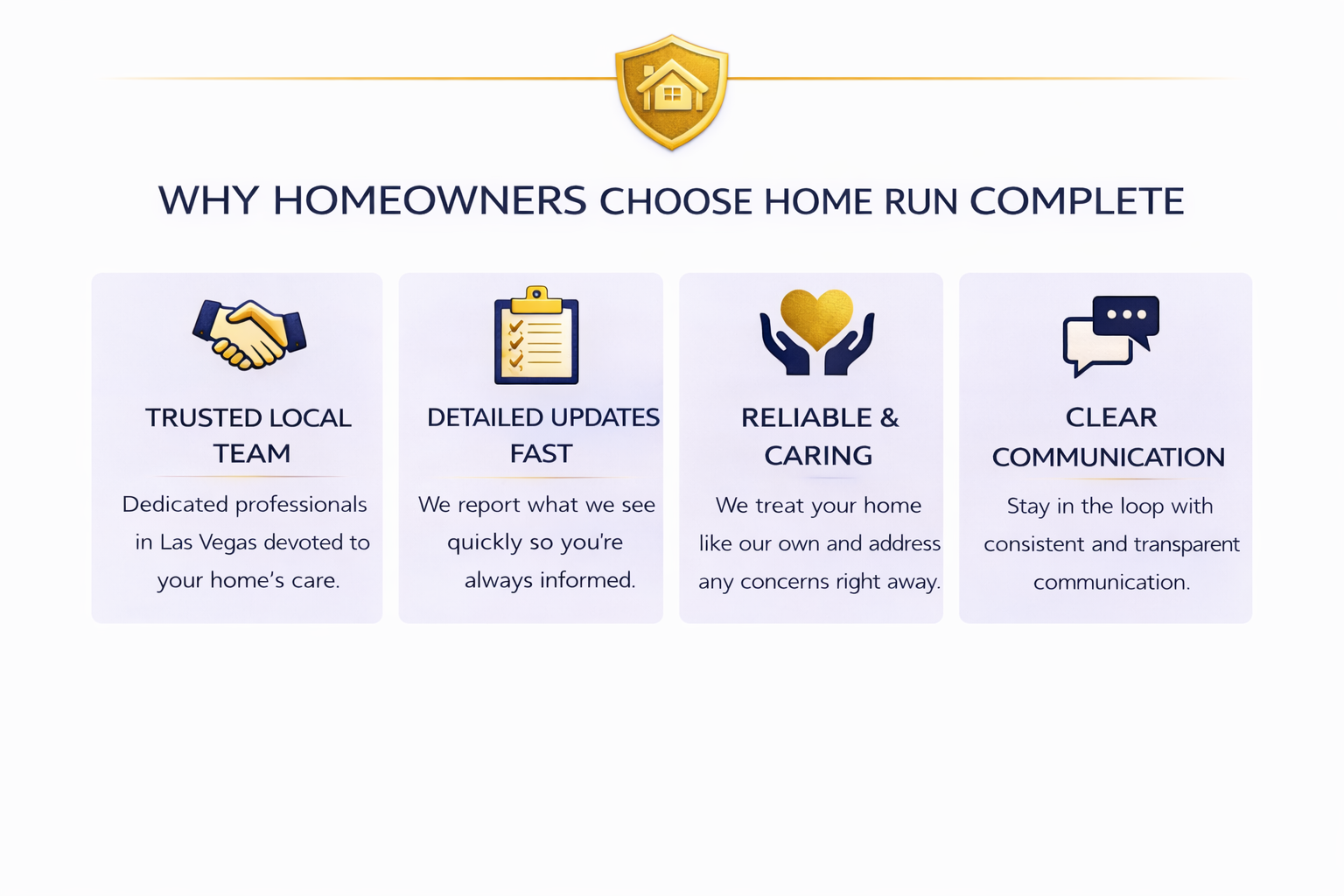 Advantages of Home Run Complete: trusted local team with professional care, quick updates, reliable service with personalized attention, clear and transparent communication.