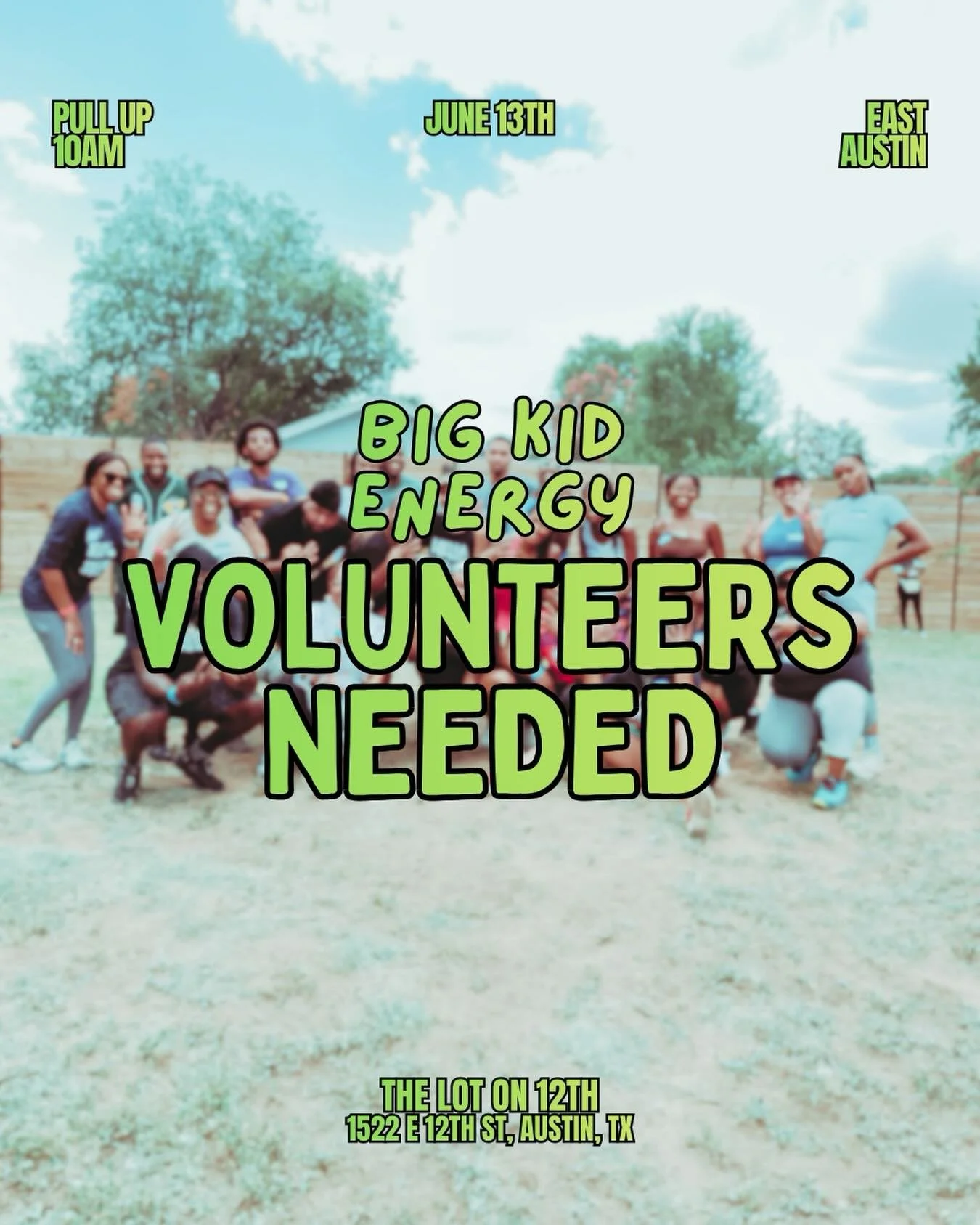 We need your help! 

This Saturday we&rsquo;re bringing back Big Kid Energy and to make it as awesome as always, we need you! 

We&rsquo;re seeking a few volunteers to help at certain moments throughout the event. That includes set up/break down, wor
