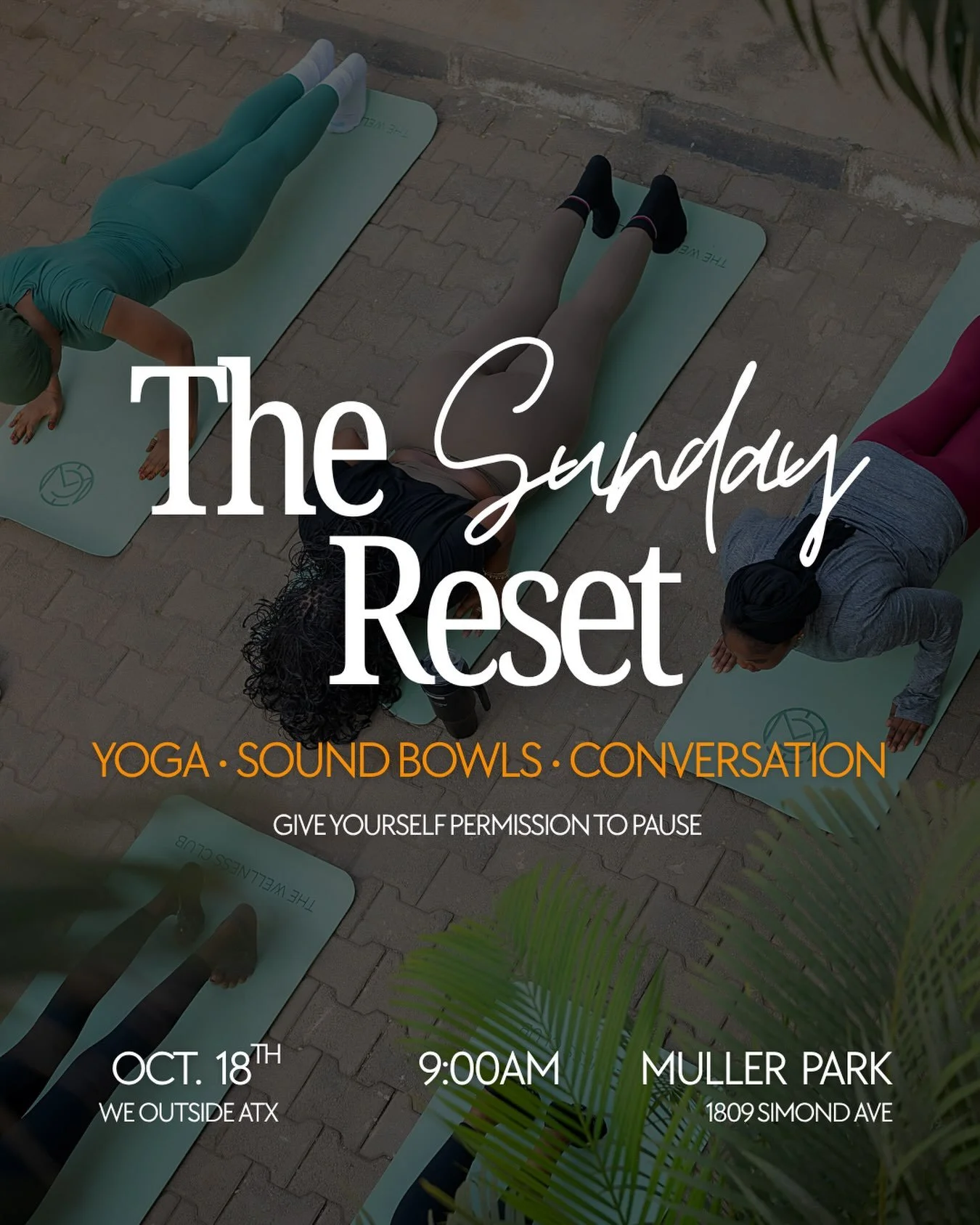 Join us for another Sunday Reset! 

Looking for a peaceful way to start your Sunday and step into the new week?

Meet us at Mueller Lake Park for an outdoor yoga + sound bowl experience centered on movement, release, and rest.

Sabrina will be back t