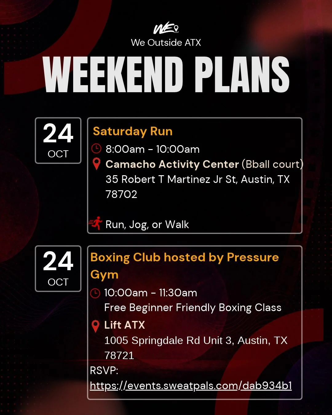 A beautiful busy weekend ahead of us! Can&rsquo;t wait to see you all out and about ! 

All events are free. 

Check out @pressuregym for the RSVP for boxing and @blackmakersmarket for the RSVP for Black Outside Fest.