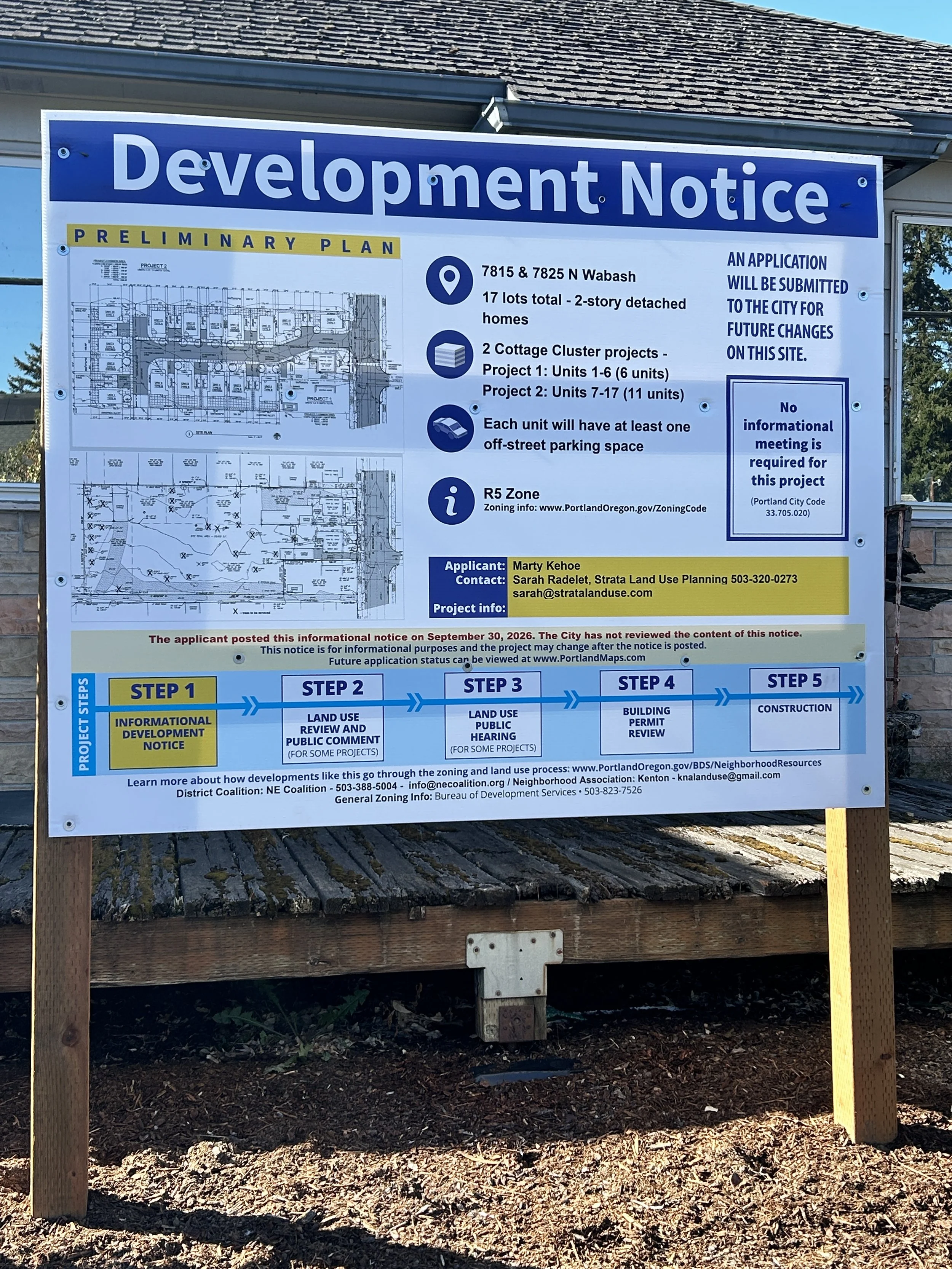 Development notice sign for 7815 & 7825 N Wabash