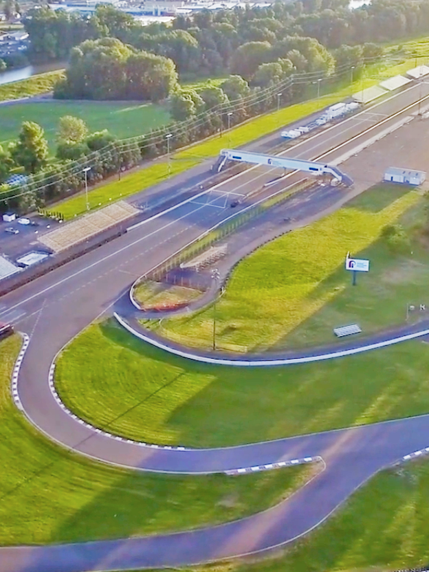Oval-shaped racetrack.