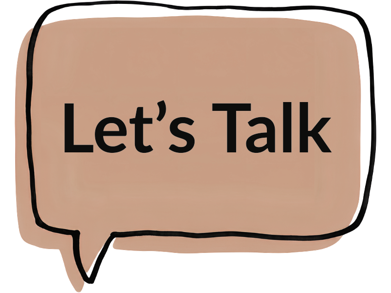 Conversation bubble with “Let’s Talk” inside it