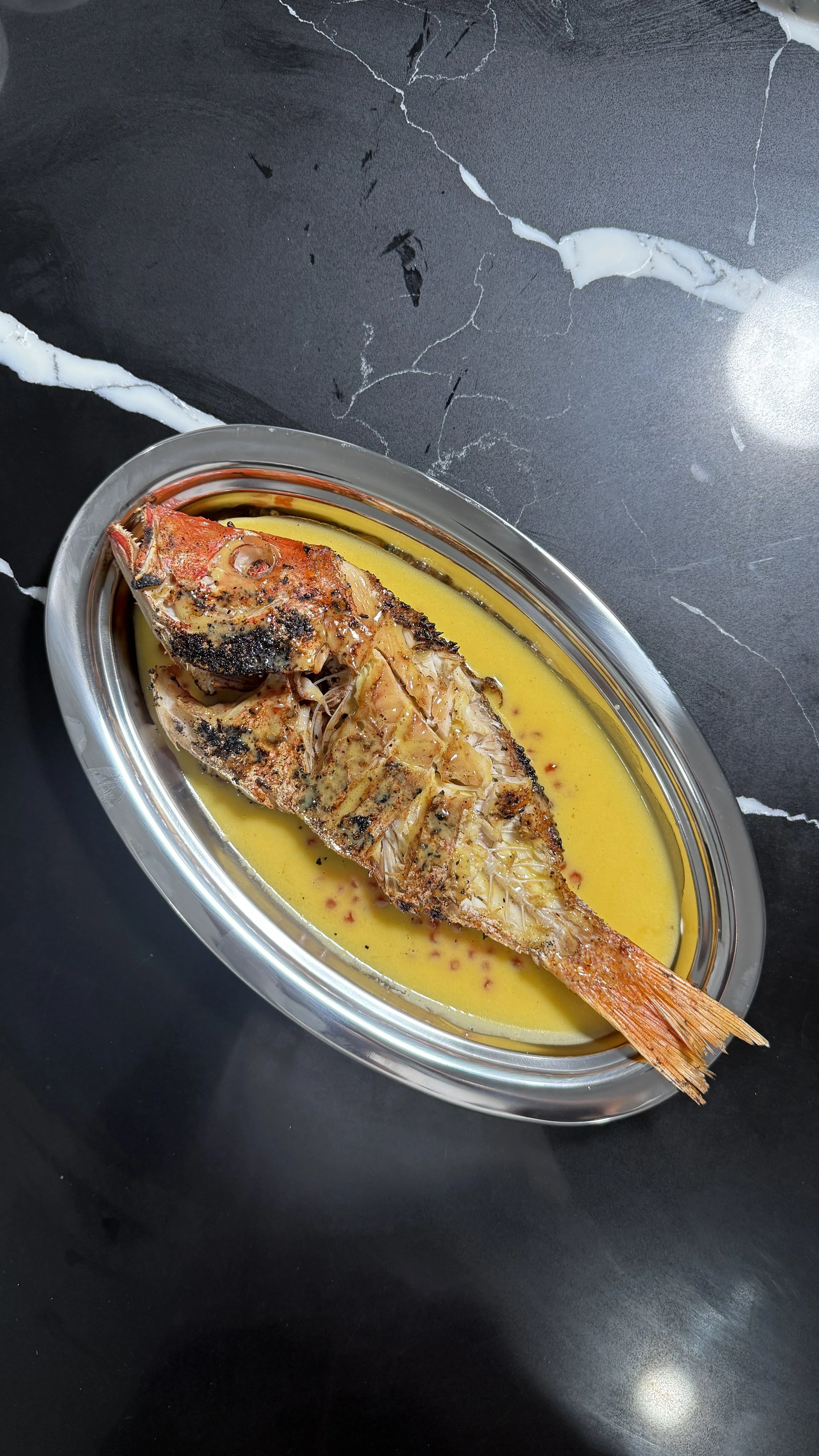 Recipe: Grilled Red Snapper with Saffron Beurre Blanc &amp; Salmon Roe