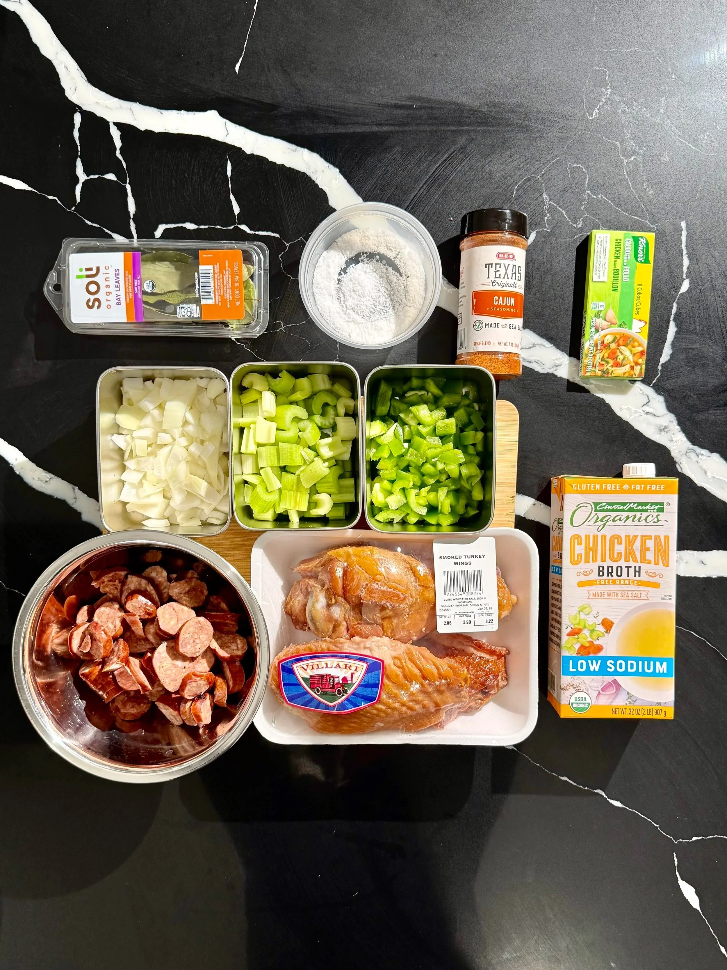 Onion, celery, and bell pepper cooking for Cajun red beans